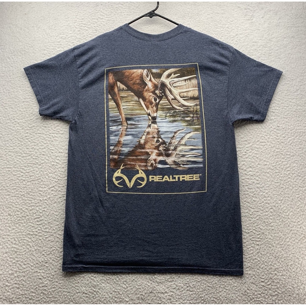 Realtree T-Shirt Mens Large L Gray Deer River Creek Hunting Outdoors Southern